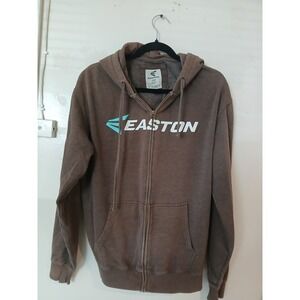 Easton Full Zip Hoodie Mens Brown Logo Athletic Casual Sweatshirt